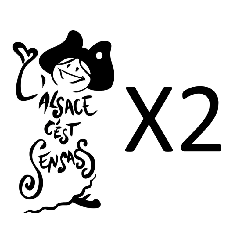 2 AUTOCOLLANTS L'ALSACE C'EST SENSASS BLANC