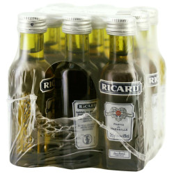 MIGNONNETTE DE RICARD 2cl x 9 45°, pack de 9 mignonnettes en verre perdu