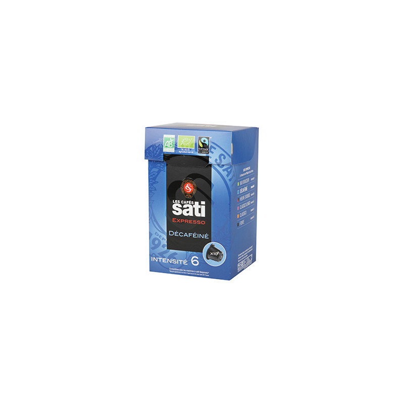 CAFE SATI EXPRESSO DECAFEINE N°6 10 CAPSULES 55 Grammes