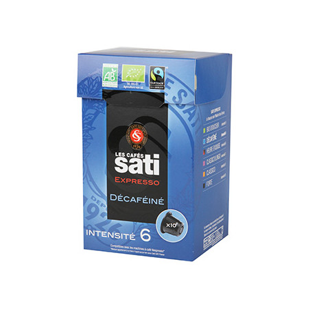 CAFE SATI EXPRESSO DECAFEINE N°6 10 CAPSULES 55 Grammes