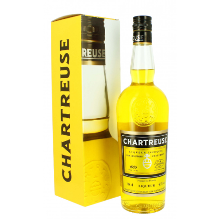 CHARTREUSE JAUNE 70 CL 43°, L.GARNIER AVEC ETUI - LIQUEUR FABRIQUÉE PAR LES PÈRES CHARTREUX - FRANCE