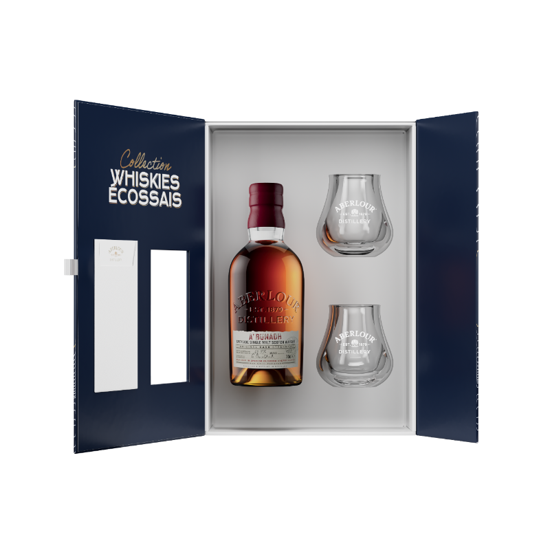 WHISKY ABERLOUR A'BUNADH 70 CL 60,1°, AVEC COFFRET 2 VERRES