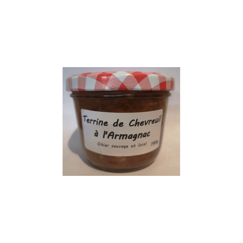 TERRINE DE CHEVREUIL A L'ARMAGNAC 195 grammes, Gibier sauvage et local