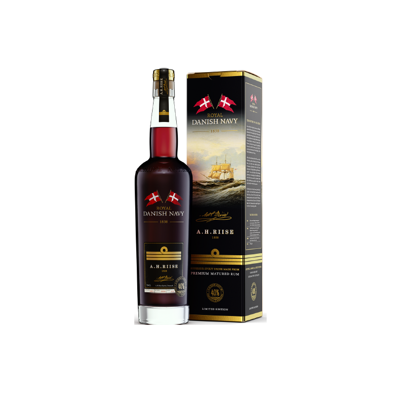 RHUM A.H. RIISE ROYAL DANISH NAVY 70cl 40°, EDTION LIMITED, AVEC ETUI