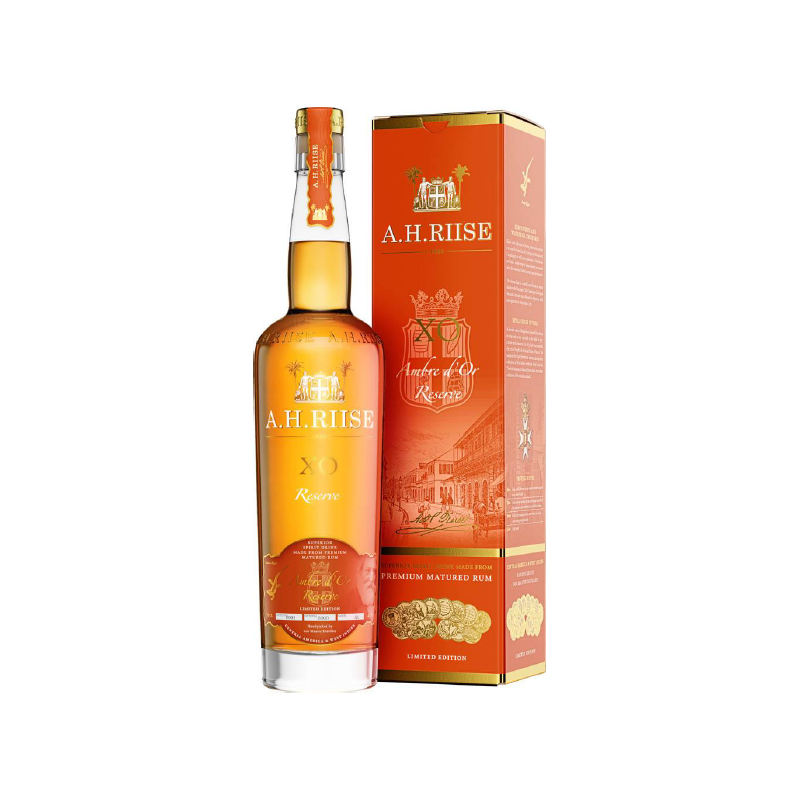 RHUM A.H. RIISE XO AMBRE D'OR RESERVE 70cl 42°, EDITION LIMITED, AVEC ETUI