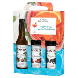 COFFRET SIROPS MONIN "COCKTAILS PISCINE" 3 Bouteilles 25cl, Cassis - Fruit de la Passion - Fraise des Bois