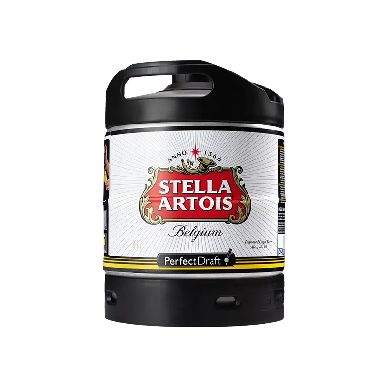 BIERE STELLA ARTOIS 5° 6 Litres, bière blonde, Origine belge, fut consigné.
