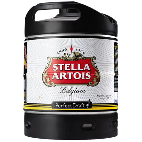 BIERE STELLA ARTOIS 5° 6 Litres, bière blonde, Origine belge, fut consigné.