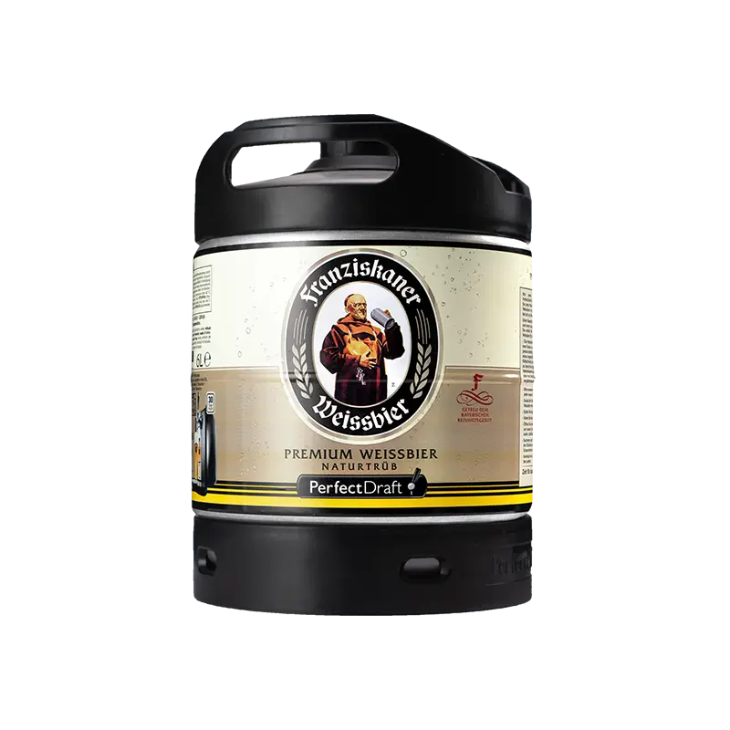 BIERE FRANZISKANER WEISSBIER 5° 6 Litres, bière blanche, Origine Allemande, fut consigné.