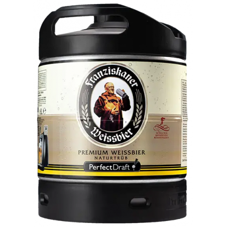 BIERE FRANZISKANER WEISSBIER 5° 6 Litres, bière blanche, Origine Allemande, fut consigné.