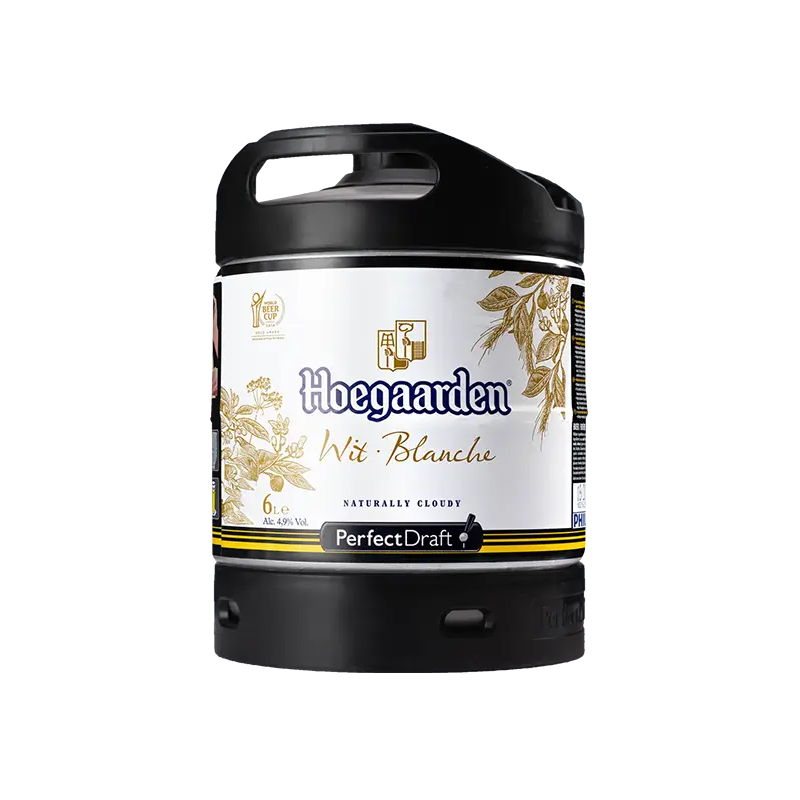 BIERE HOEGAARDEN BLANCHE 4,9° 6 Litres, bière blanche, Origine belgique, fut consigné.