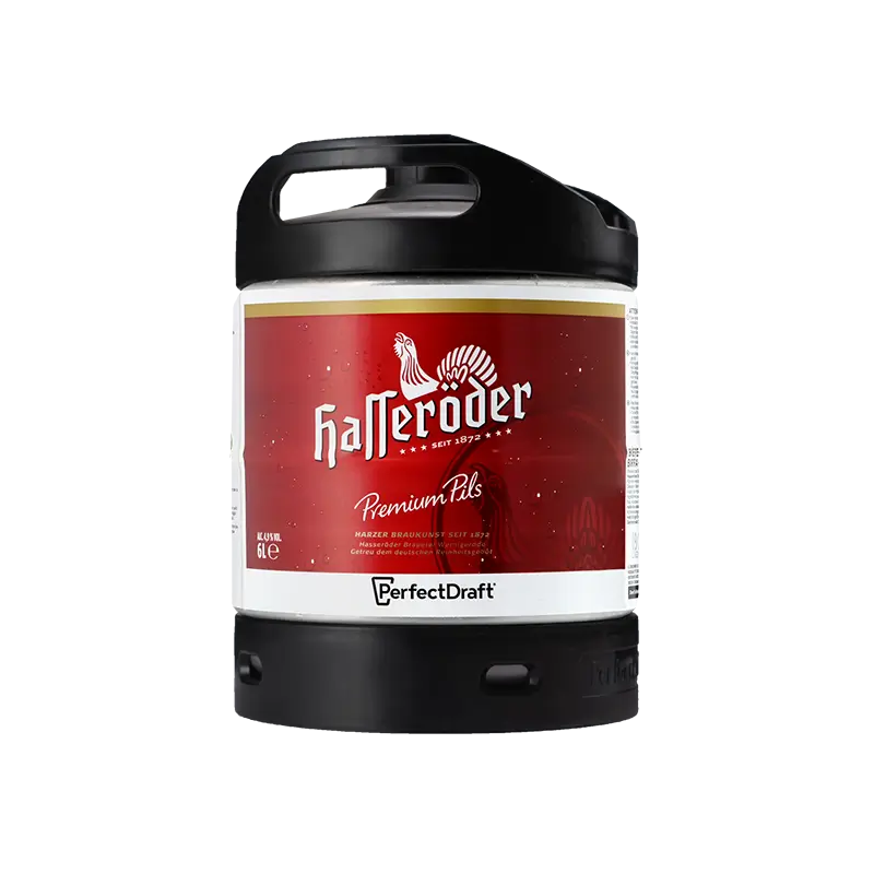 BIERE HASSERODER 4,9° 6 Litres, bière blonde, Origine Allemande, fut consigné.