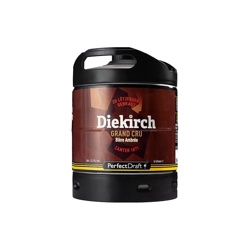 BIERE DIEKIRCH GRAND CRU 5,1° 6 Litres, bière ambrée, Origine Luxembourgeoise, fut consigné.