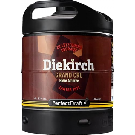 BIERE DIEKIRCH GRAND CRU 5,1° 6 Litres, bière ambrée, Origine Luxembourgeoise, fut consigné.
