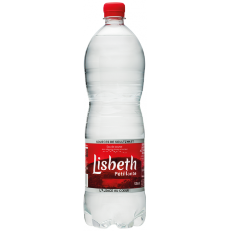 EAU GAZEUSE LISBETH ROUGE 1,25 Litre X 6, Pack bouteilles plastique