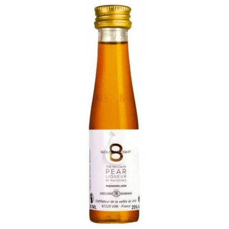 MIGNONNETTE LIQUEUR GOLDEN EIGHT 3cl 25°, liqueur de Poire Williams, Distillerie Massenez