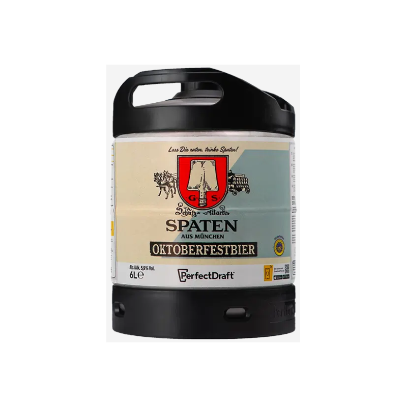 BIERE SPATEN OKTOBERFESTBIER 5,9° 6 Litres, bière blonde, Origine Allemande, fut consigné.