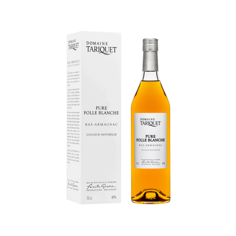 BAS ARMAGNAC VS "PURE FOLLE BLANCHE" DOMAINE TARIQUET 70cl 45° , AOC , AVEC ETUI BAS ARMAGNAC VS "PURE FOLLE BLANCHE" DOMAINE TARIQUET 70cl 45° , AOC , AVEC ETUI
