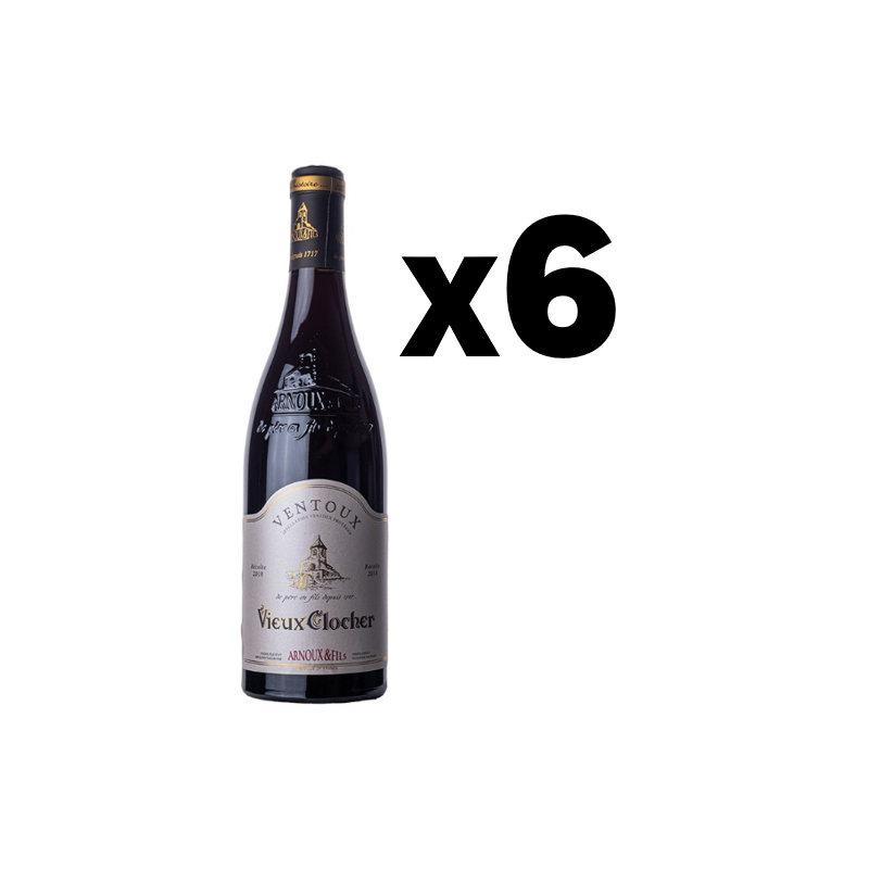 CARTON DE VIN ROUGE COTES DU VENTOUX VIEUX CLOCHER 6 X 75cl 14,5° 2023, ARNOUX & FILS – BIO