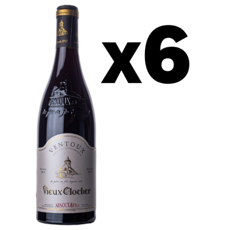 CARTON DE VIN ROUGE COTES DU VENTOUX VIEUX CLOCHER 6 X 75cl 14,5° 2023, ARNOUX & FILS – BIO
