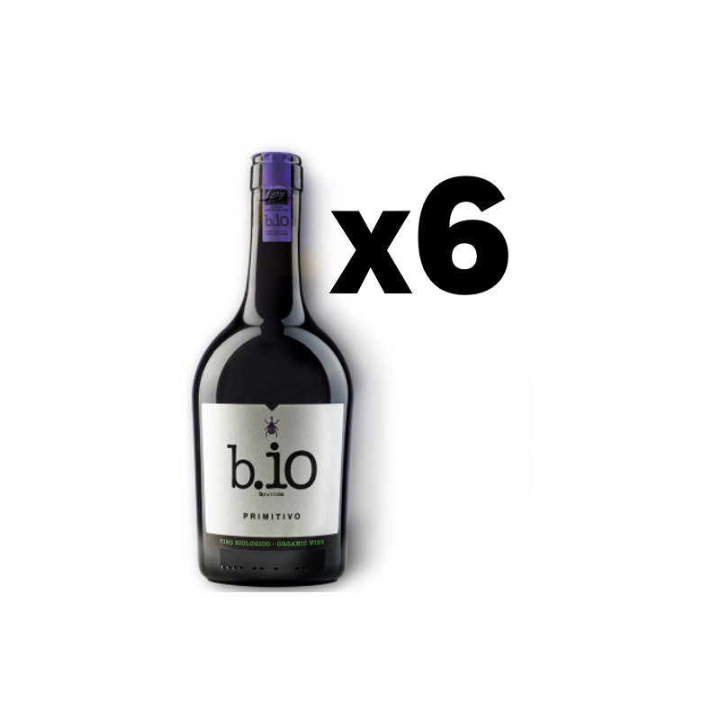 CARTON VIN ROUGE ITALIEN B.IO PRIMITIVO 6 X 75cl 14° 2023, IGP Puglia - BIO