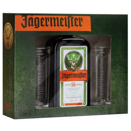 COFFRET JAGERMEISTER 70cl 35° AVEC 2 VERRES LONG DRINK