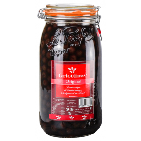 GRIOTTINES ORIGINAL 3 Litres 15°,GRIOTTES DÉNOYAUTEES, Conditionné en pot Le Parfait, Distilleries Peureux