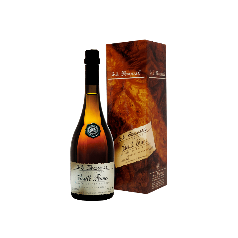 EAU DE VIE VIEILLE PRUNE MASSENEZ 70cl 40°, AVEC ETUI SIGNATURE GE EAU DE VIE VIEILLE PRUNE MASSENEZ 70cl 40°, AVEC ETUI SIGNATURE GE