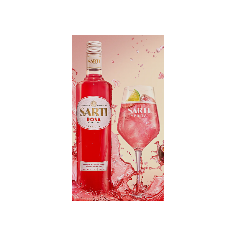 SPRITZ APERITIVO SARTI ROSA 70cl 14°, oranges sanguines siciliennes, mangue et fruits de la passion