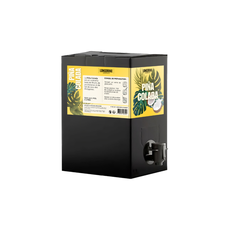 COCKTAIL PINA COLADA LONGDRINX BIB 5 Litres 12,5°, Cocktail prêt-à-servir