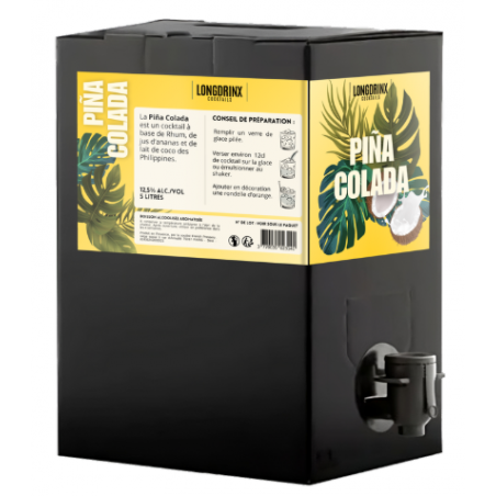 COCKTAIL PINA COLADA LONGDRINX BIB 5 Litres 12,5°, Cocktail prêt-à-servir