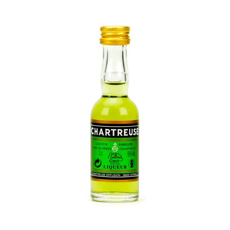 MIGNONNETTE CHARTREUSE VERTE 3cl 55°, L.GARNIER - LIQUEUR FABRIQUÉE PAR LES PÈRES CHARTREUX - FRANCE