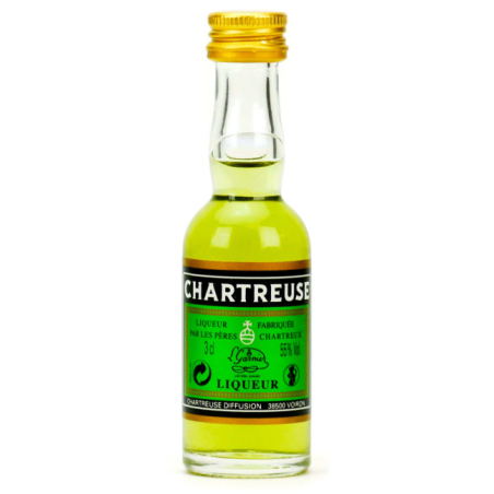 MIGNONNETTE CHARTREUSE VERTE 3cl 55°, L.GARNIER - LIQUEUR FABRIQUÉE PAR LES PÈRES CHARTREUX - FRANCE