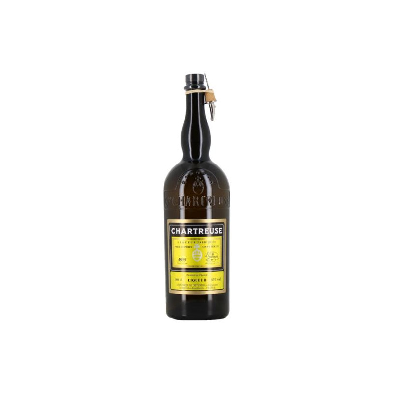 CHARTREUSE JAUNE 3 LITRES 43°, L.GARNIER - LIQUEUR FABRIQUÉE PAR LES PÈRES CHARTREUX - FRANCE