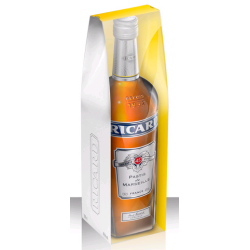 RICARD 1 Litre 45° AVEC ÉTUI SÉRIGRAPHIÉ, Bouteille verre perdu