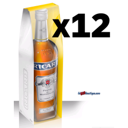 12 ÉTUIS RICARD SÉRIGRAPHIÉS POUR BOUTEILLE 1 Litre, vendu sans bouteille