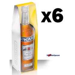 6 ÉTUIS RICARD SÉRIGRAPHIÉS POUR BOUTEILLE 1 Litre, vendu sans bouteille