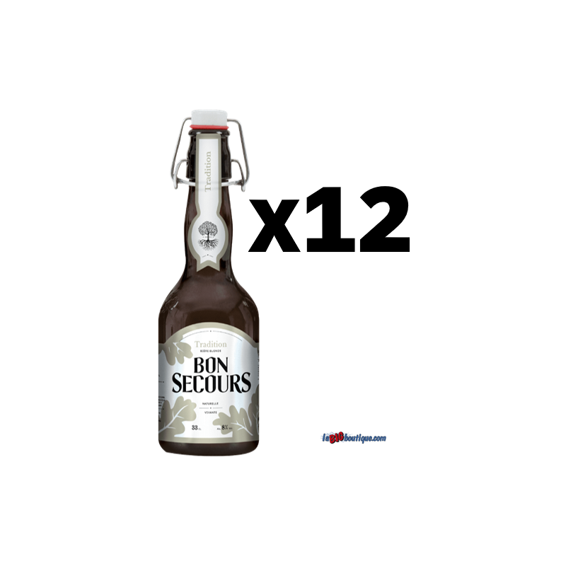 CARTON DE 12 BIERES BON SECOURS TRADITION 33cl 9°, Bière Blonde, Bouteille consignée