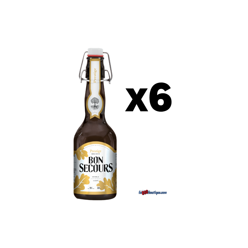 CARTON DE 6 BIERES BON SECOURS PRESTIGE TRIPLE 33cl 9°, Bière Blonde, Bouteille consignée