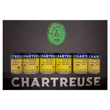 COFFRET CHARTREUSE MOF 6 MIGNONNETTES 3cl 45°, Meilleurs ouvriers de France, Liqueur fabriquée par les pères chartreux