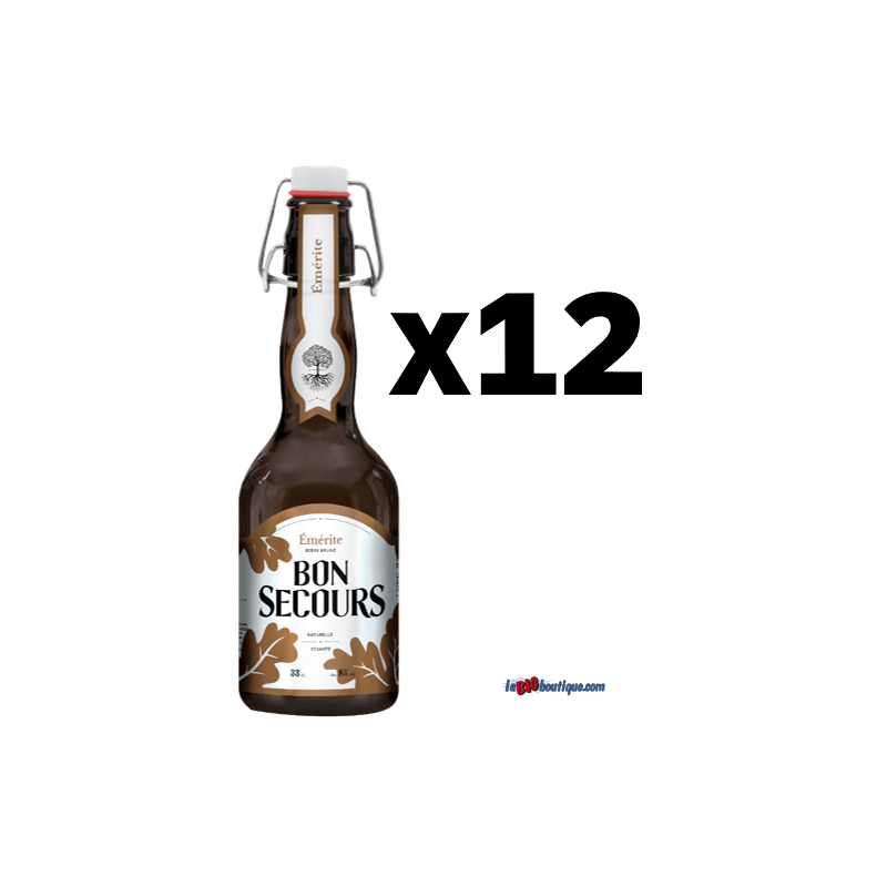 CARTON DE 6 BIERES BON SECOURS EMERITE 33cl 8°, Bière Brune, Bouteille consignée