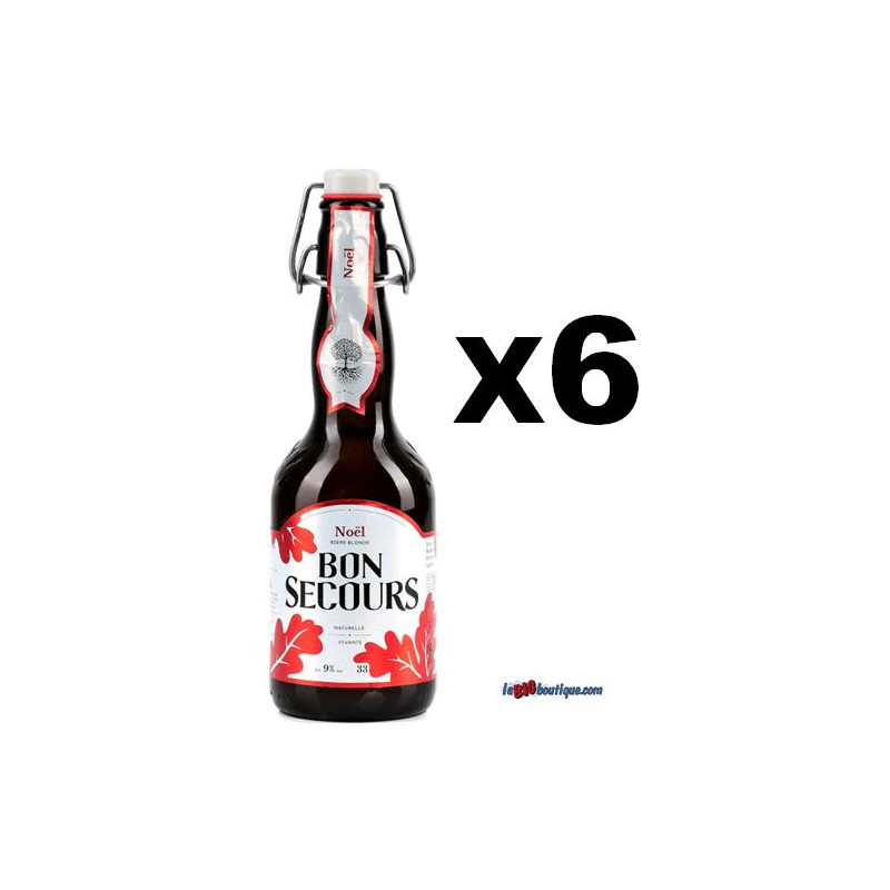 BIERE BON SECOURS DE NOEL 6 X 33cl 9°, Bière Blonde, Bouteille consignée.