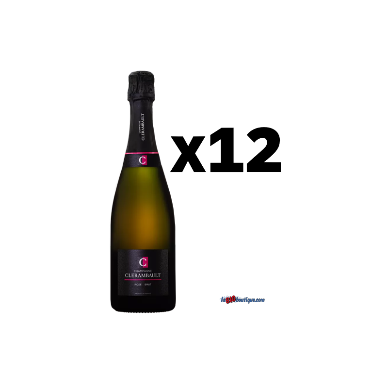 CARTON DE 12 BOUTEILLES DE CHAMPAGNE BRUT ROSÉ CLÉRAMBAULT 75cl 12°