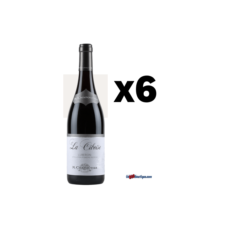 CARTON DE VIN ROUGE LUBERON "LA CIBOISE" CHAPOUTIER 6 X 75cl 14,5° 2024, AOP Vallée du Rhône - Luberon