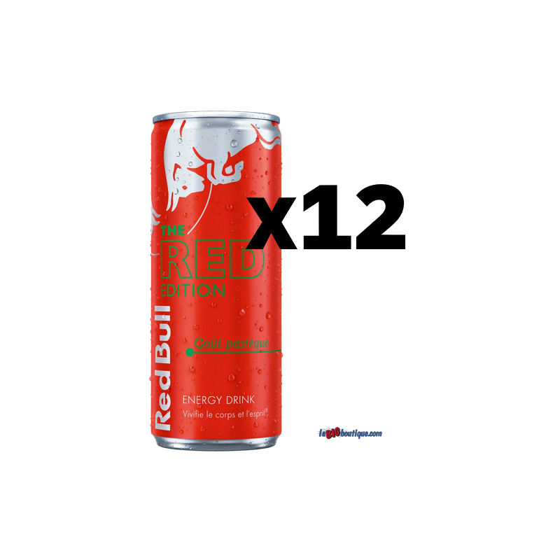 RED BULL THE RED EDITION (Goût Pastèque) 25cl X 12, ENRGY DRINK, Boite métal
