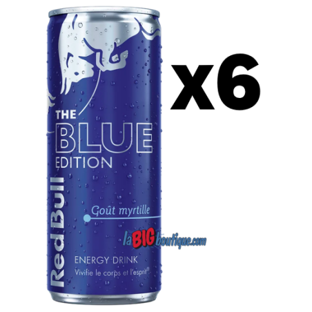 RED BULL THE BLUE EDITION (Goût myrtille) 25cl X 6, ENRGY DRINK, Boite métal