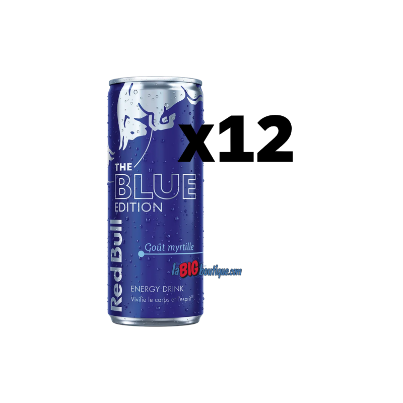RED BULL THE BLUE EDITION (Goût myrtille) 25cl X 12, ENRGY DRINK, Boite métal