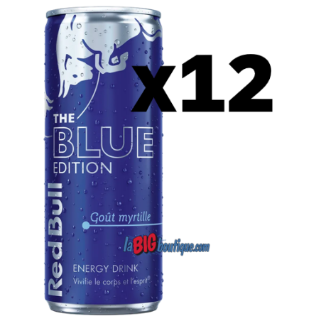 RED BULL THE BLUE EDITION (Goût myrtille) 25cl X 12, ENRGY DRINK, Boite métal