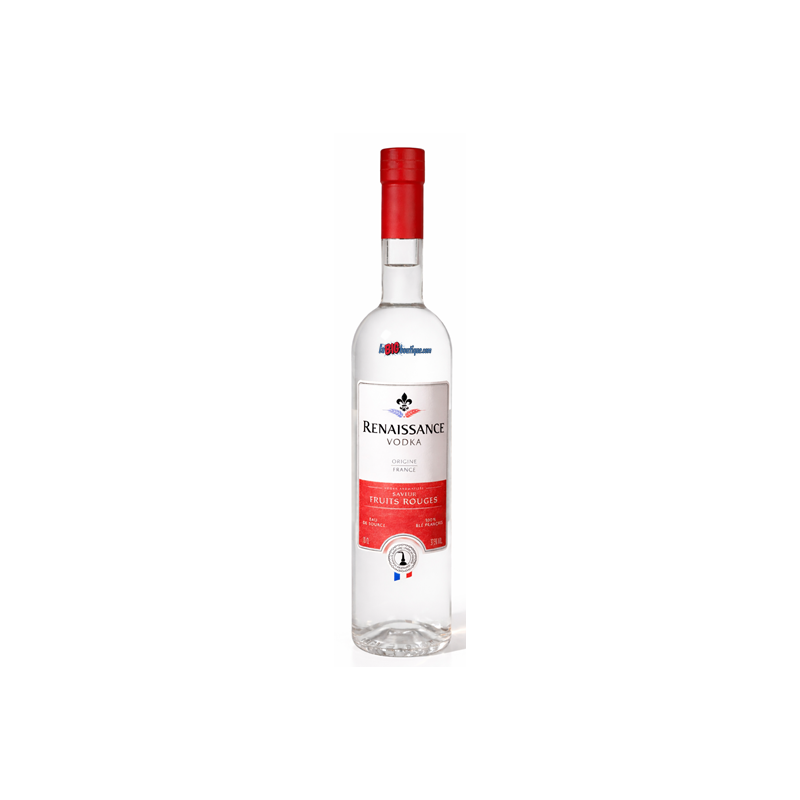 VODKA RENAISSANCE FRUIT ROUGE 70cl 37,5°, ORIGINE  FRANCAISE, BLÉ 100% FRANCAIS