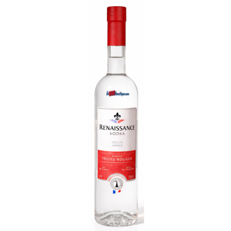 VODKA RENAISSANCE FRUIT ROUGE 70cl 37,5°, ORIGINE  FRANCAISE, BLÉ 100% FRANCAIS